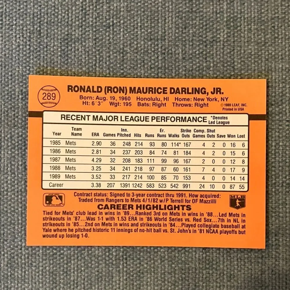 1990 Donruss New York Mets Baseball Card Trading Card